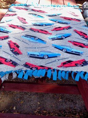 very nice ford t-bird 63x54 homemade blanket